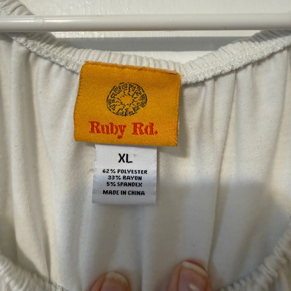 Ruby Rd. Ivory Top with Multicolor Embroidery - Picture 2 of 5